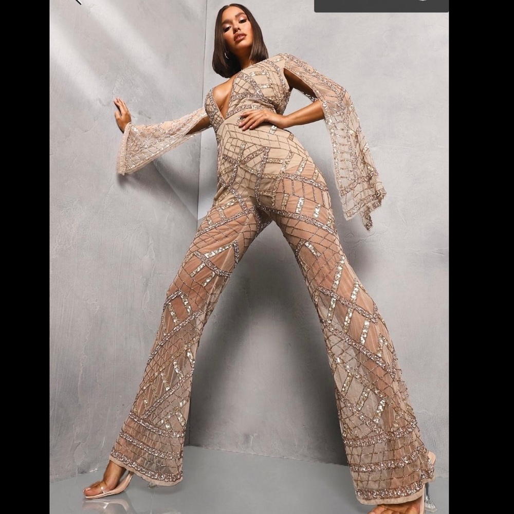 Embellished Sequin Jumpsuit